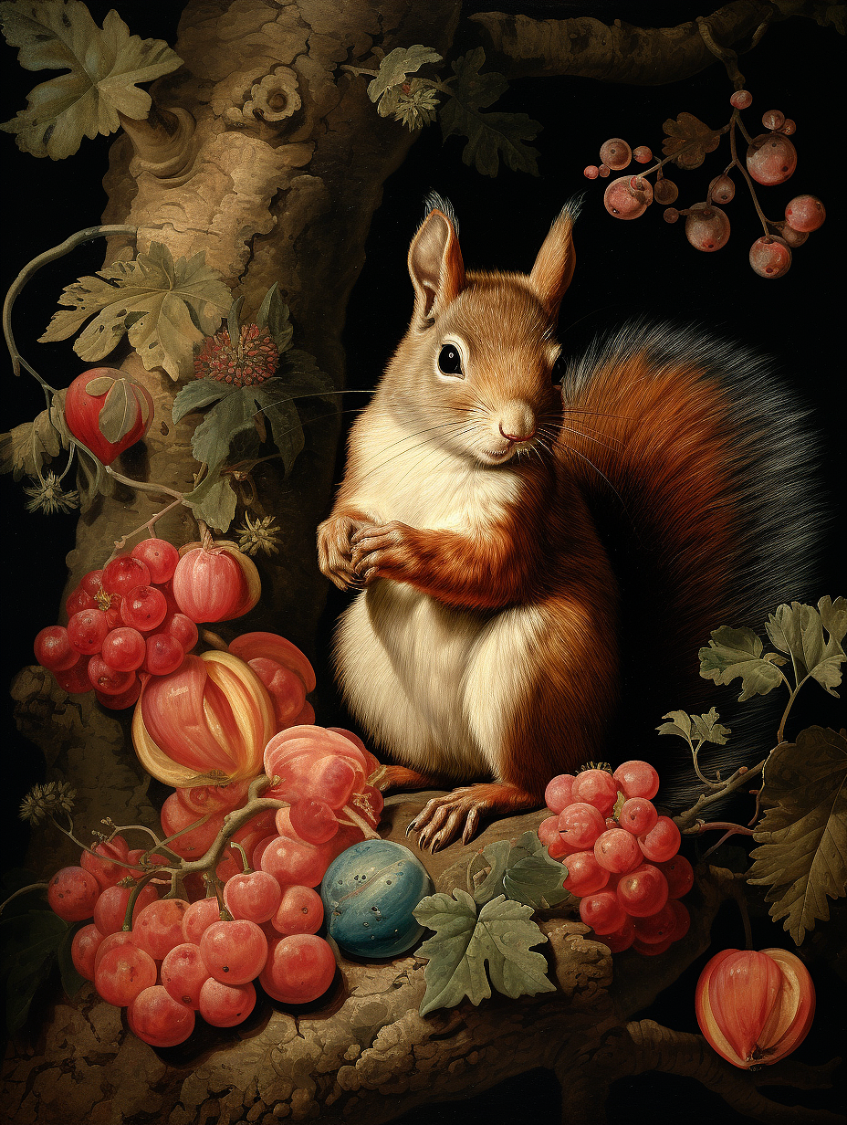 细致写实风格松鼠静物