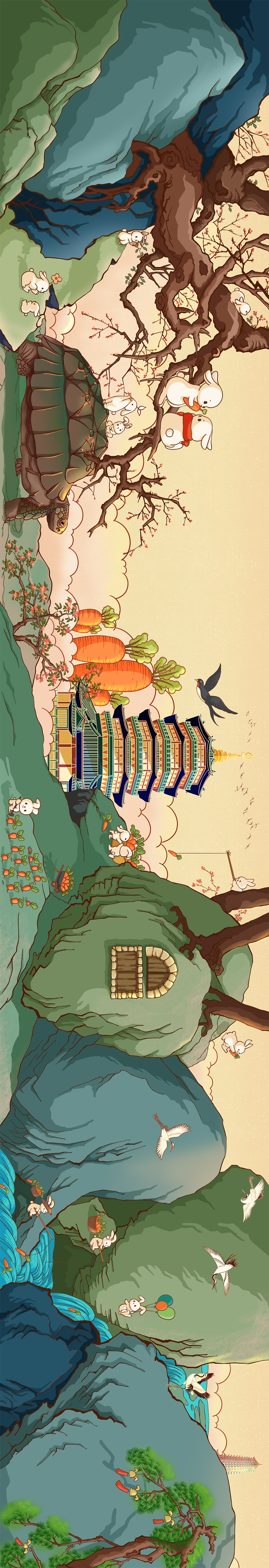 兔年画兔--《春夏秋冬 前兔似锦》长卷