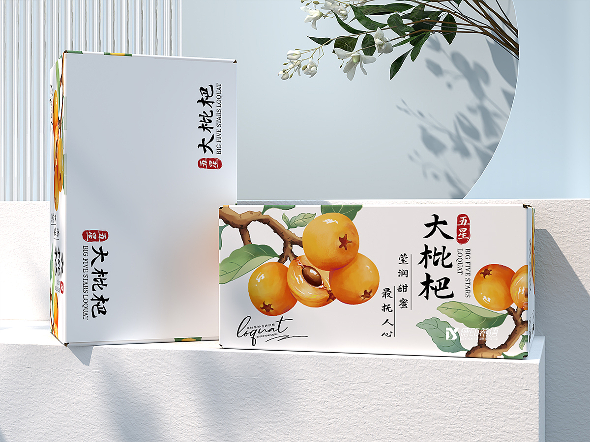 枇杷|五星枇杷|枇杷手绘包装|包装设计|水果包装设计
