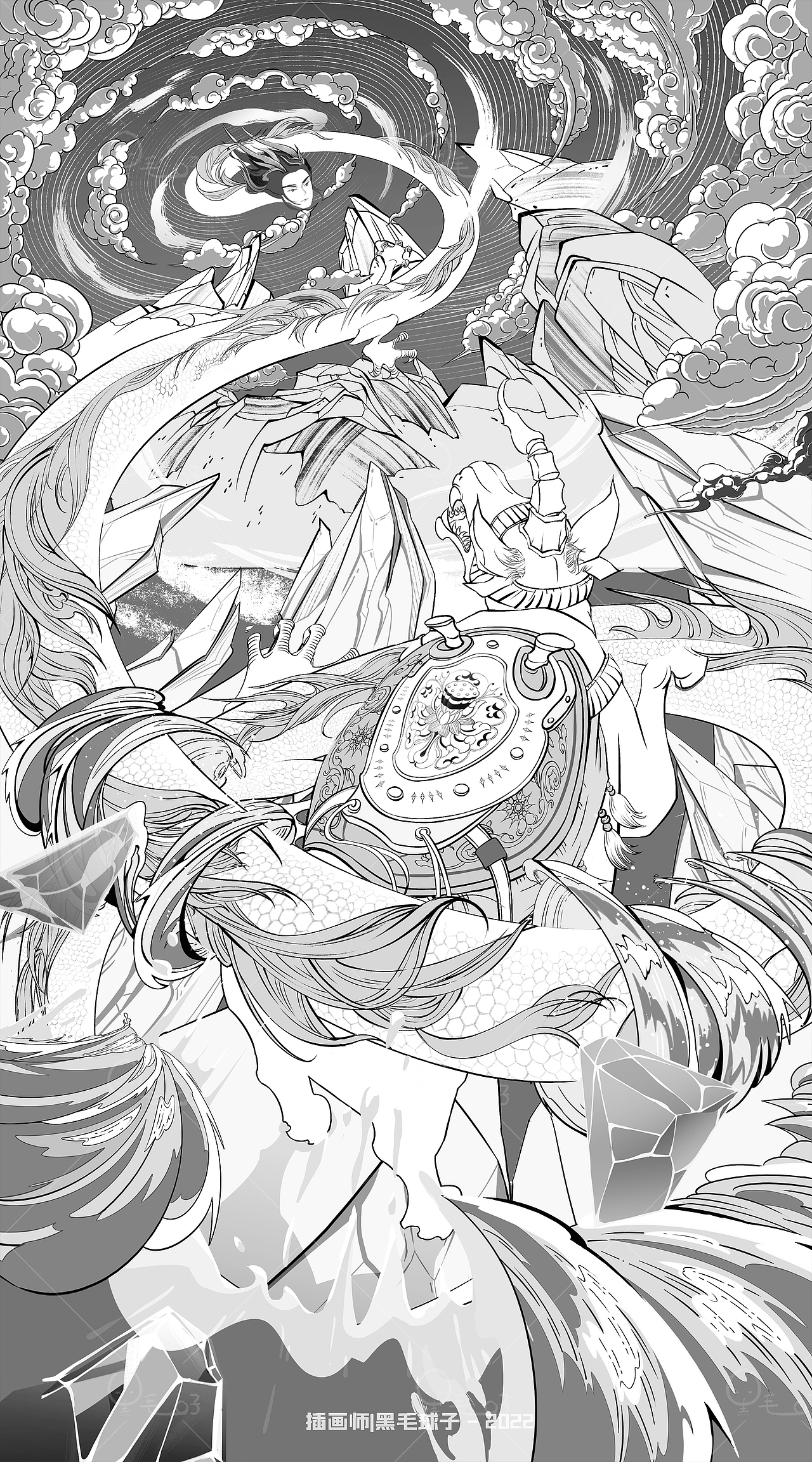 山海经•梦（图ZMzE4NzgyNDA0） - 商业插画 - 站酷设计师黑毛球子原创素材 - 站酷ZCOOL