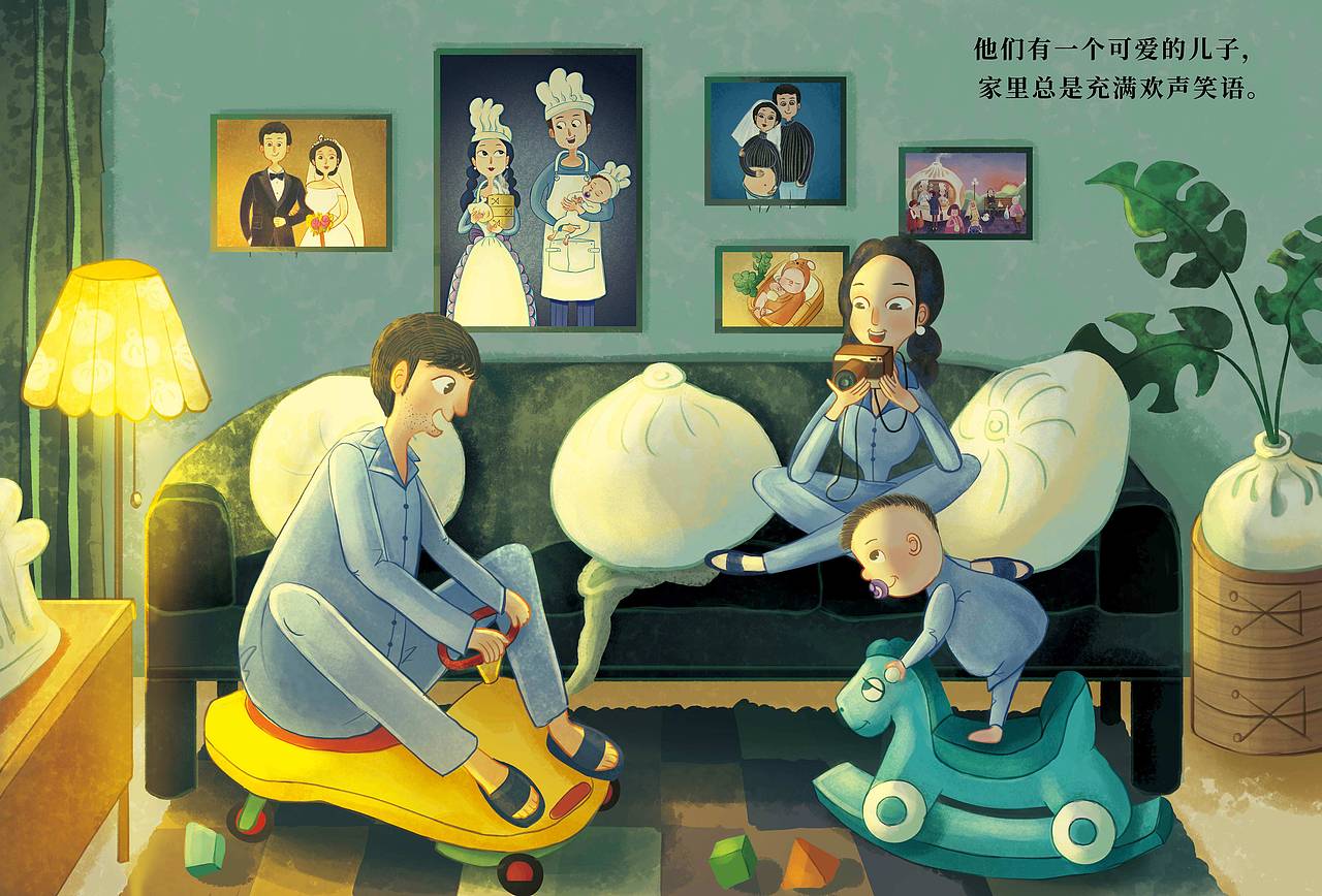 包子铺一家人（图ZMzA5NDE0ODMy） - 儿童插画 - 站酷设计师饭崽球原创素材 - 站酷ZCOOL