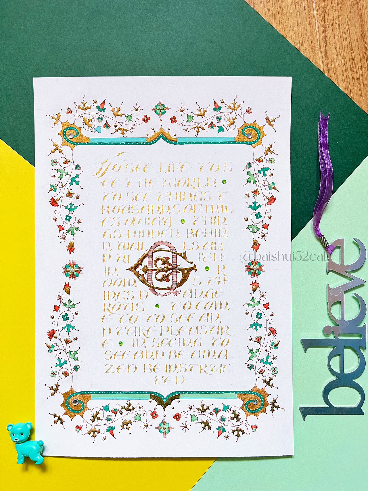 金箔手繪｜中世紀(jì)風(fēng)格金箔彩繪邊框制作全記錄（圖ZMzQ3NTk1NTIw） - 書法 - 站酷設(shè)計(jì)師我是_阿振原創(chuàng)素材 - 站酷ZCOOL