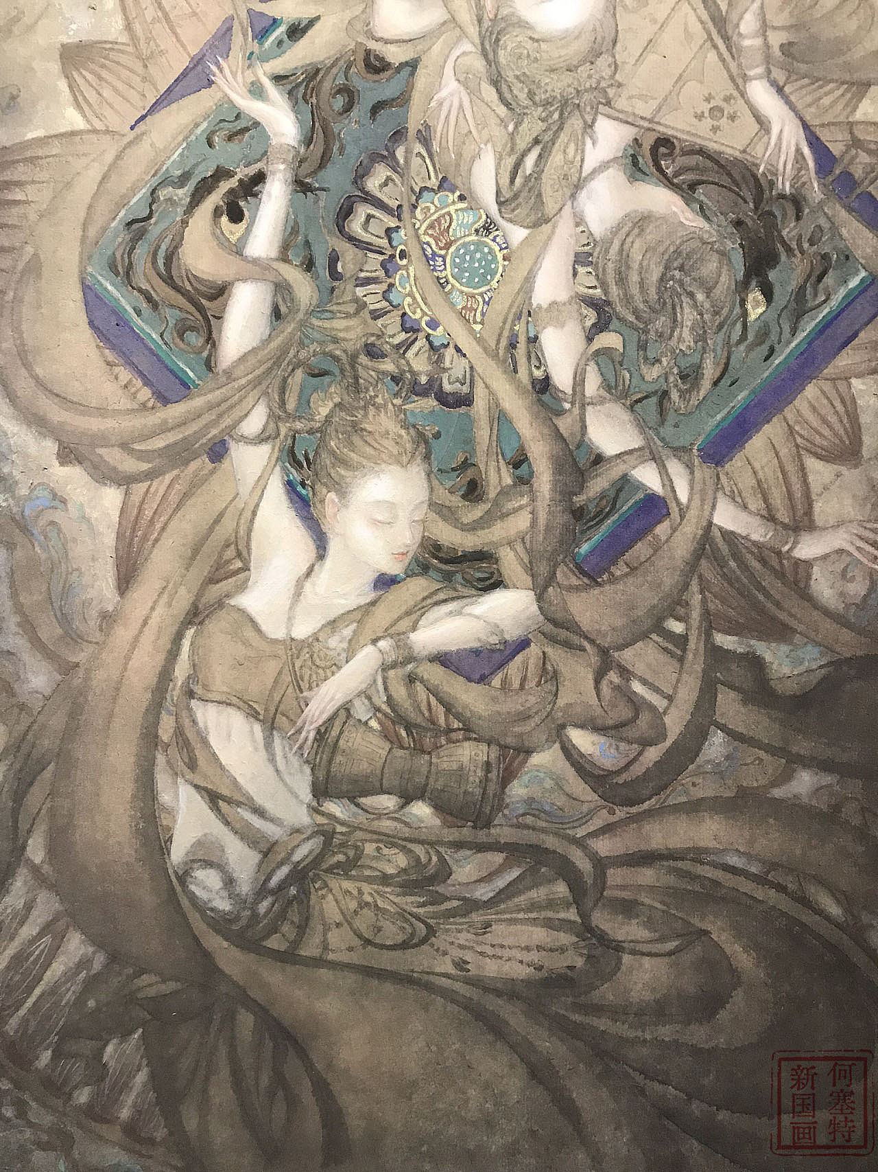 《琴音)系列(二)原稿手绘过程局部