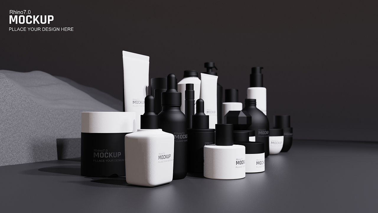 黑白灰风格，护肤品系列模型建立及渲染分享（图ZMzU5NTA5MDY0） - 生活用品 - 站酷设计师壹帆儿原创素材 - 站酷ZCOOL