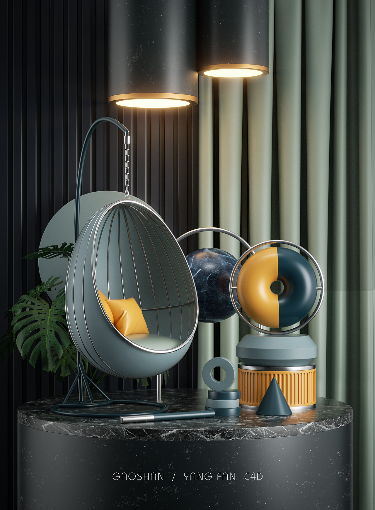 c4d 第二个作品 少女风c4d场景渲染