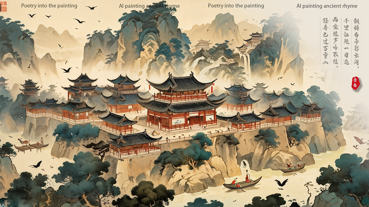 早发白帝城 李白（图ZMzY1MzQwNDAw） - AI作品 - 站酷设计师桂桂Jane原创素材 - 站酷ZCOOL