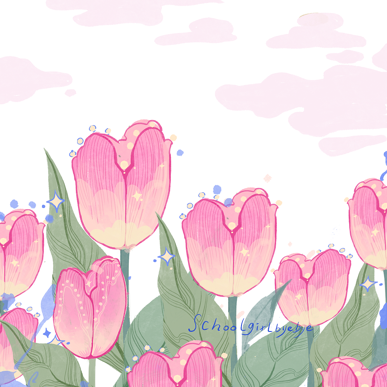 图案设计 | '傍晚去太子湾吗' 郁金香清新花卉图案设计