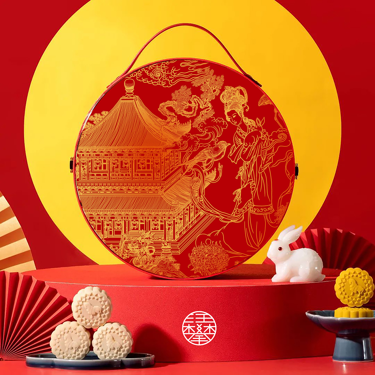 嫦娥铜版画/中秋礼盒包装插画设计