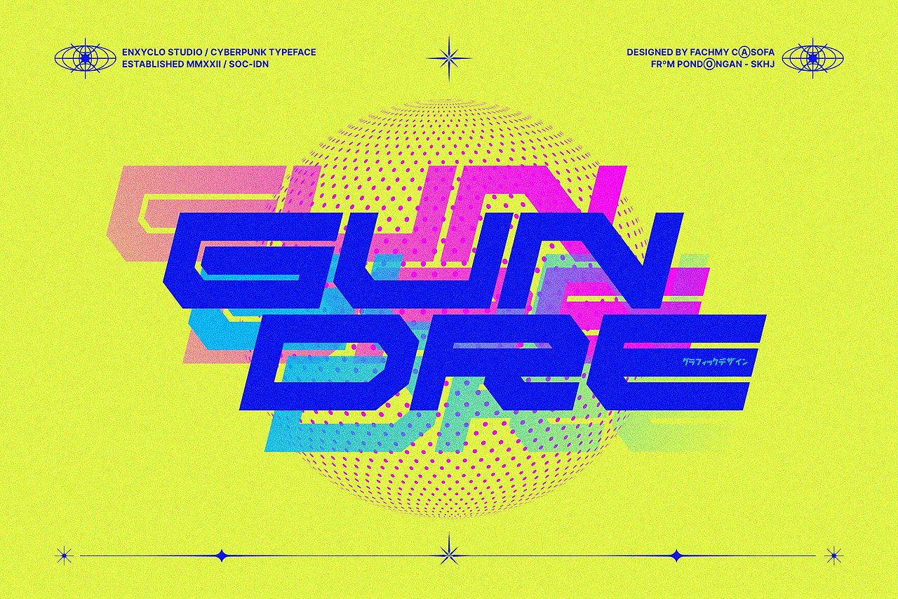 未来科幻机能赛博朋克电竞游戏运动海报标题英文字体