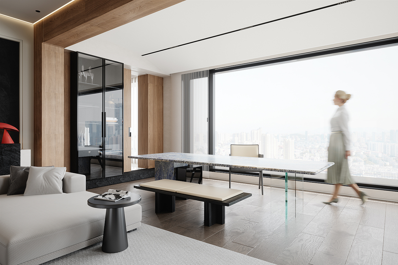 御海天禧现代家装初稿效果图表现