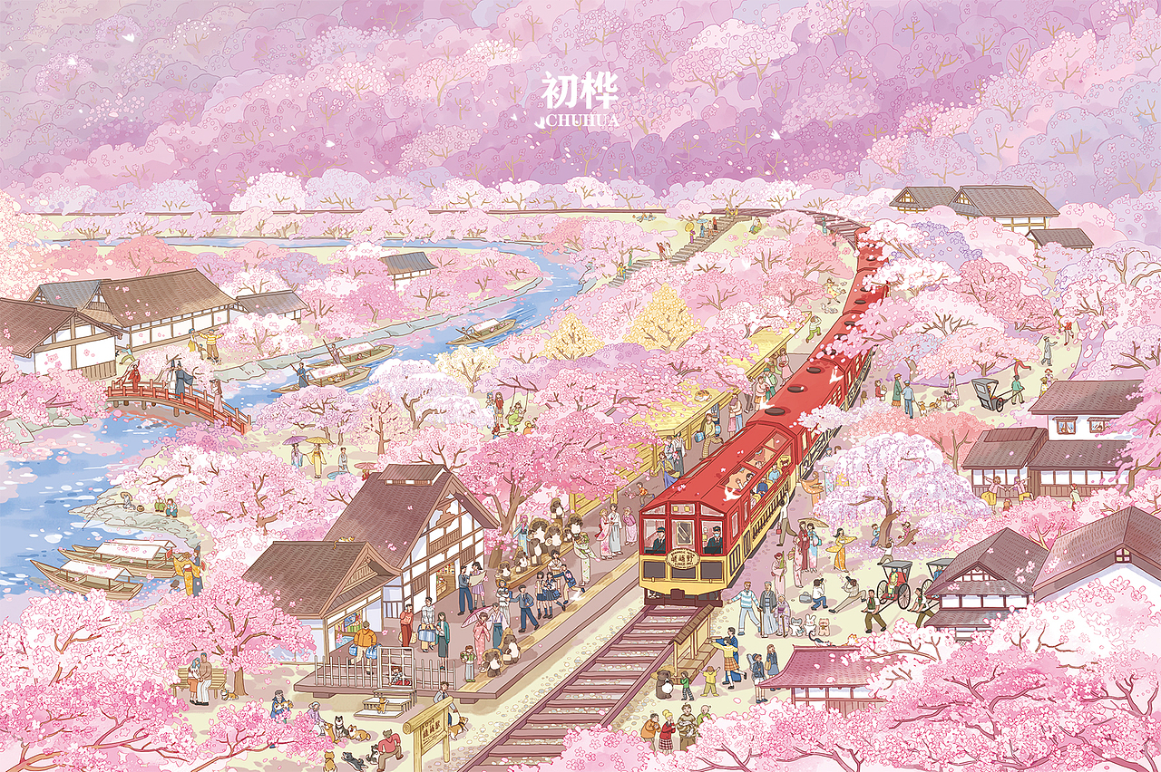 插画拼图|岚山樱之旅