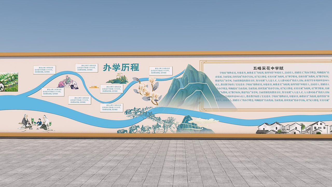 手绘校园文化展示长廊（图ZMzEwNzU5Mjc2） - 图案 - 站酷设计师Zihele_原创素材 - 站酷ZCOOL