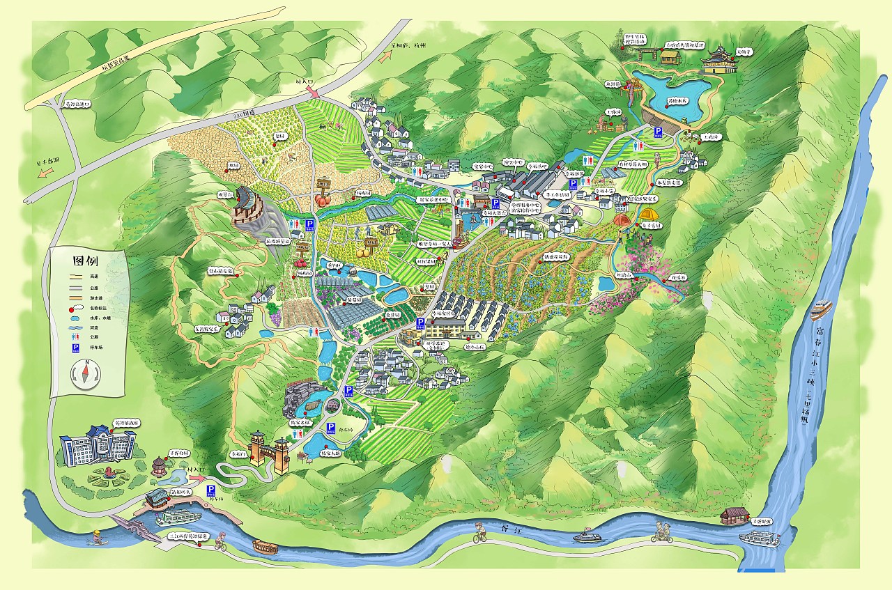 如何绘制乡村手绘地图?_七七碰-站酷zcool