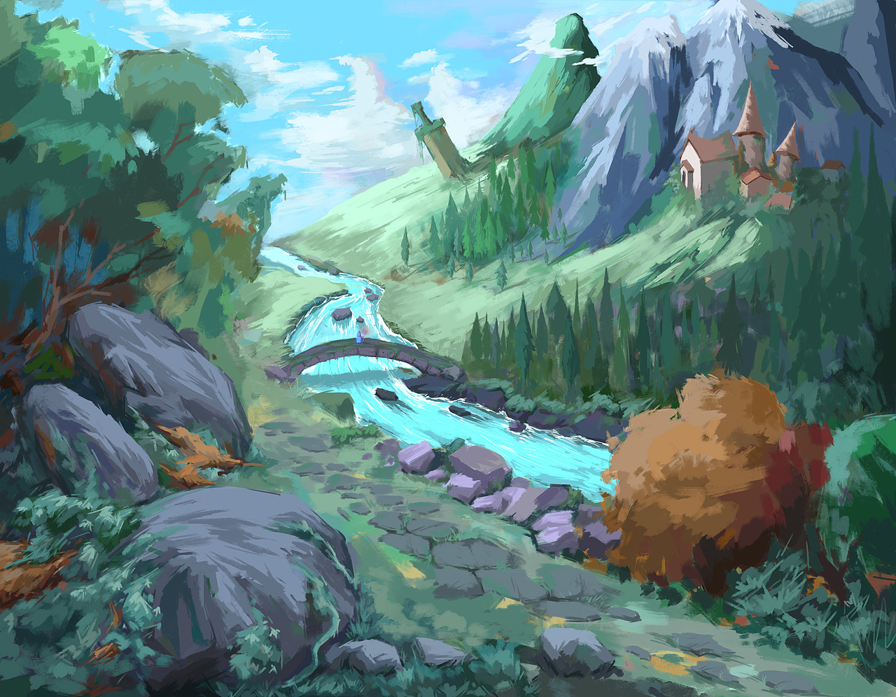 原创作品插画概念设定场景概念风景画角色设计--机甲武士169秉烛夜画