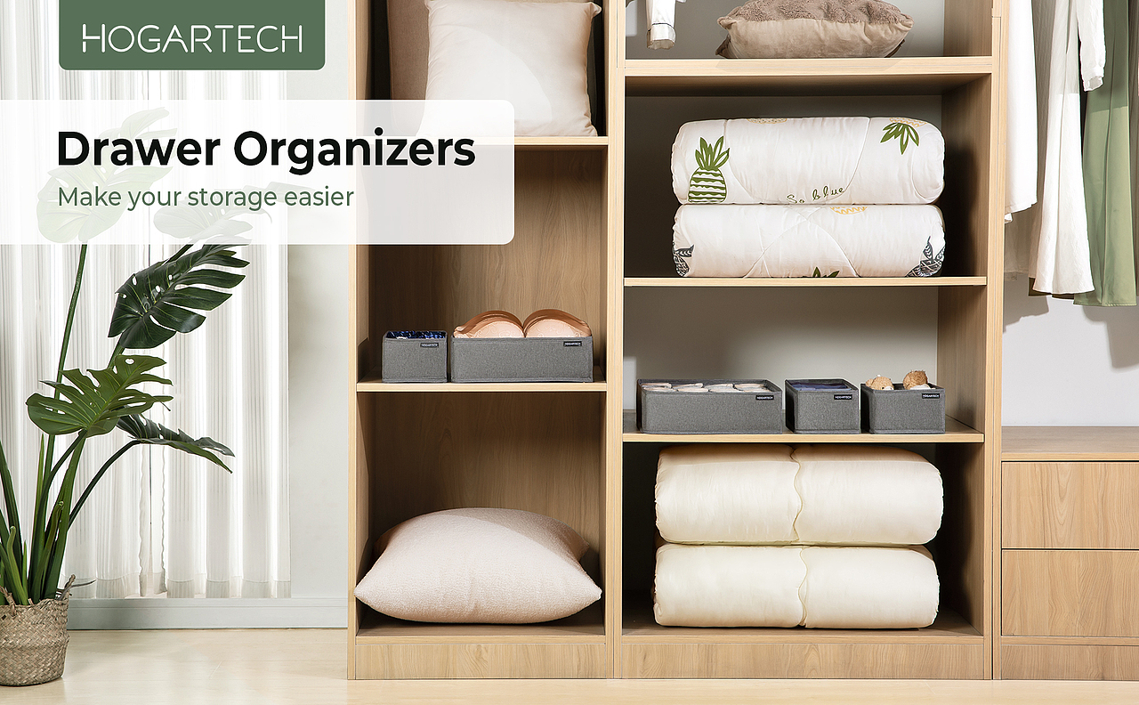 亚马逊电商图 灰色布艺内衣袜子收纳盒 项目设计