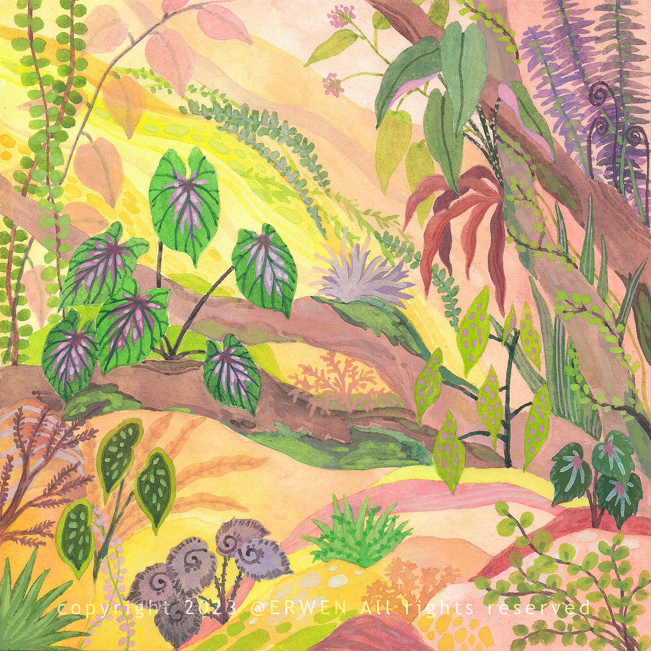 不透明水彩手绘《热带植物》（图ZMzU1ODAwNzUy） - 艺术插画 - 站酷设计师贰蚊摩尔原创素材 - 站酷ZCOOL