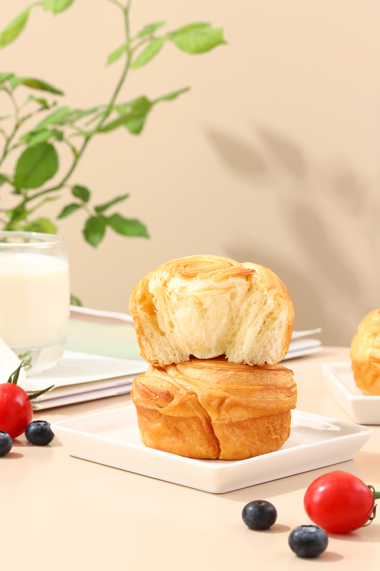 手撕面包の零食静物拍摄