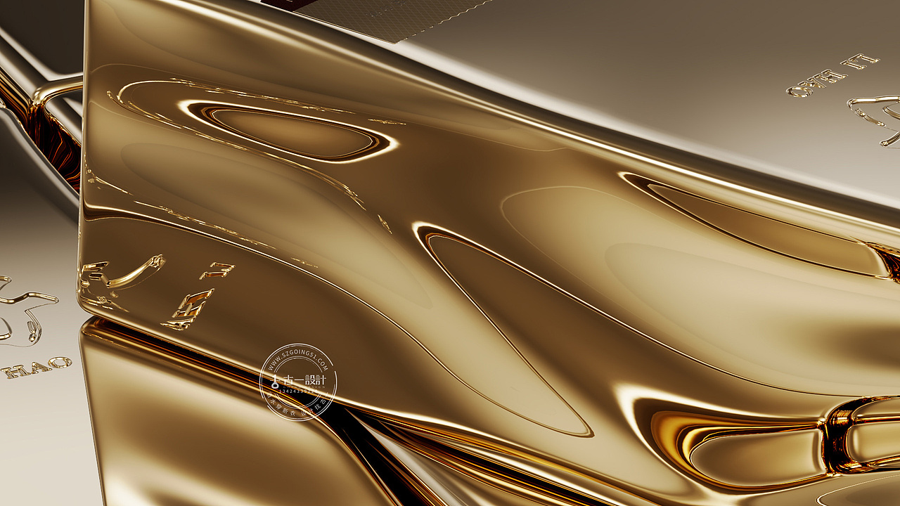 瓶身：即流动形成的黄金般液体