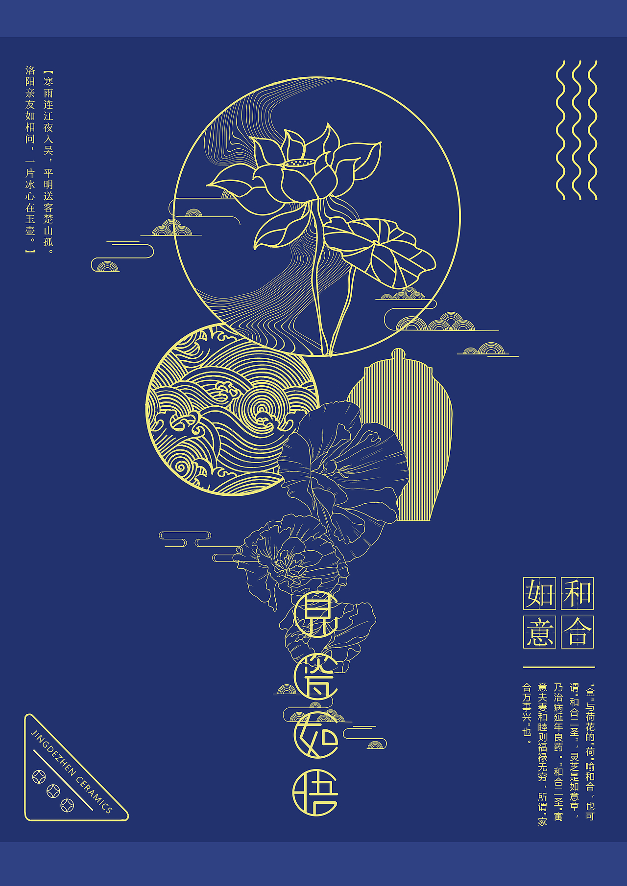 传统纹样/瓷器/字体/成语典故-线描海报设计