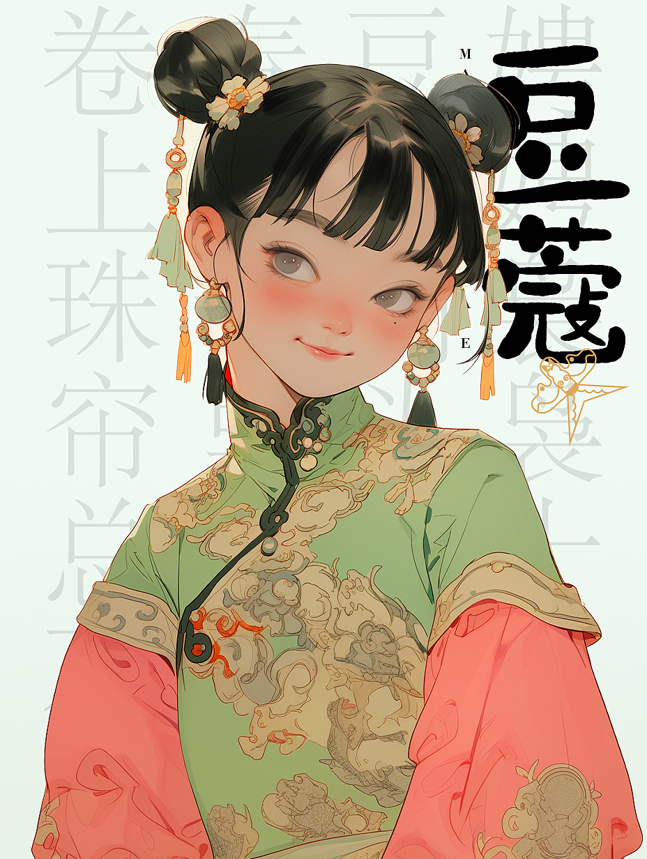 AIGC创意古装青春女孩插画——《豆蔻年华》