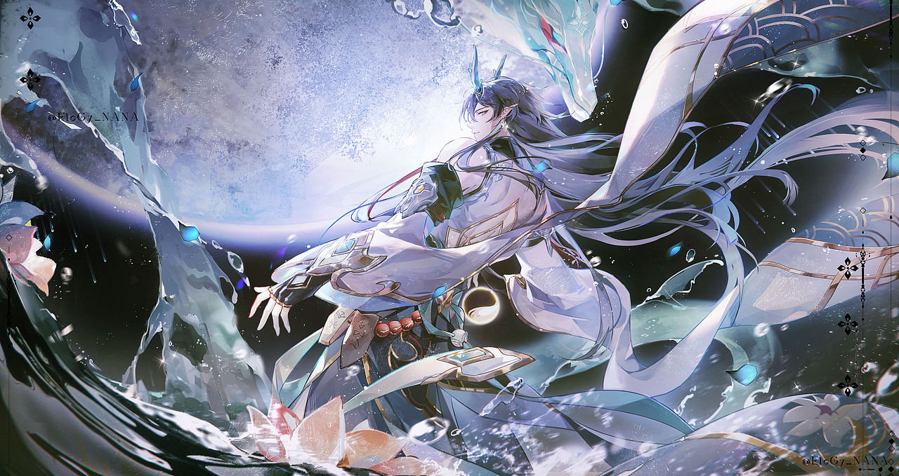 【饮月】苍龙狩月（图ZMzU4ODUxODg4） - 商业插画 - 站酷设计师EleGy_NANA原创素材 - 站酷ZCOOL