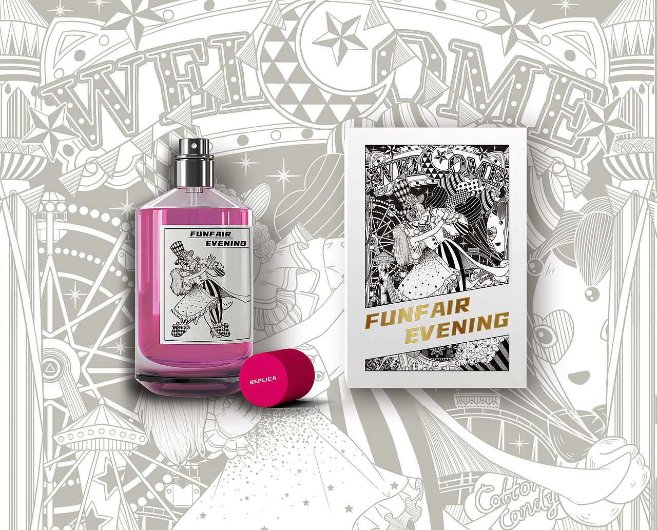 游乐场之夜——香水包装插画（图ZMzE3NTAxNTg0） - 创作习作 - 站酷设计师知了家有三只猫原创素材 - 站酷ZCOOL