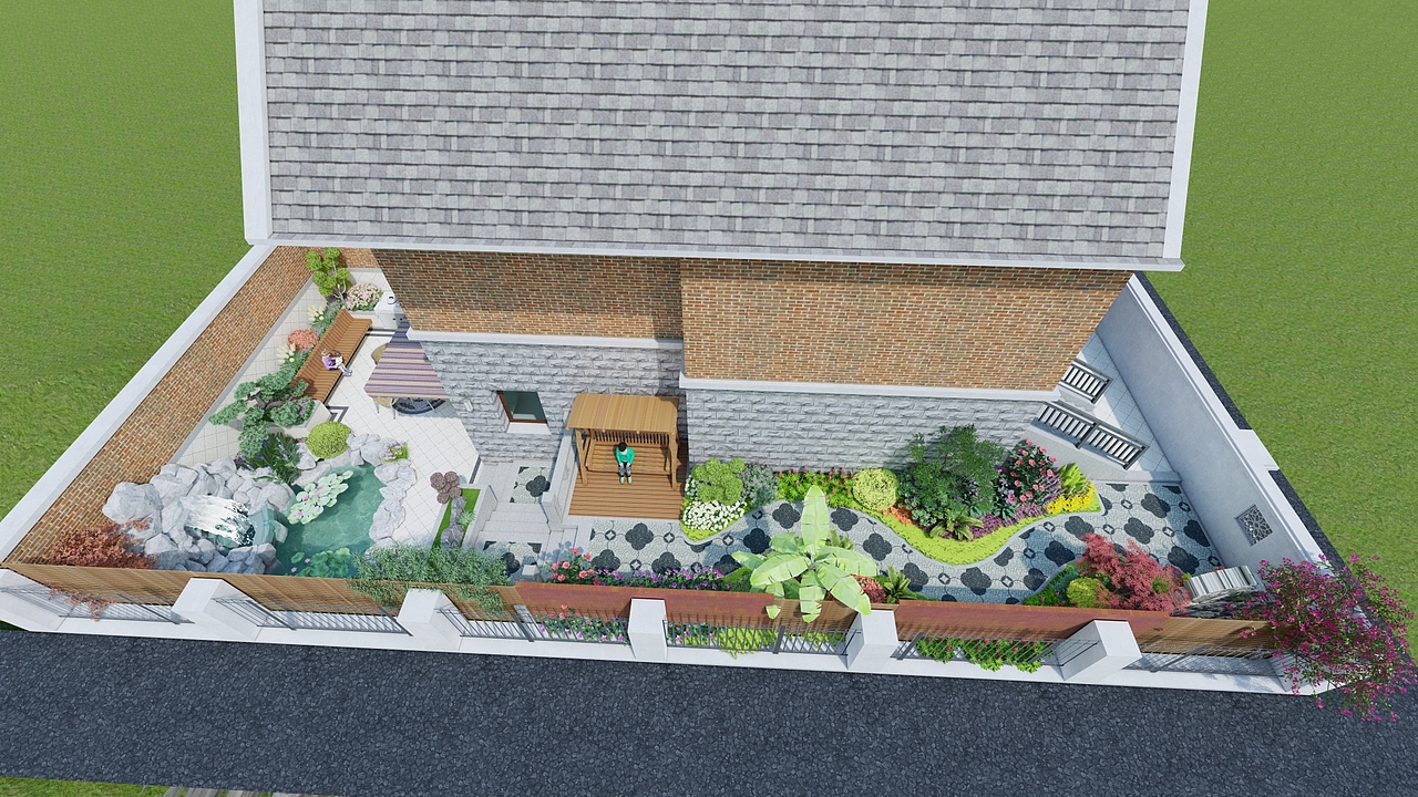 淮安客户下沉式中式别墅庭院设计案例分享