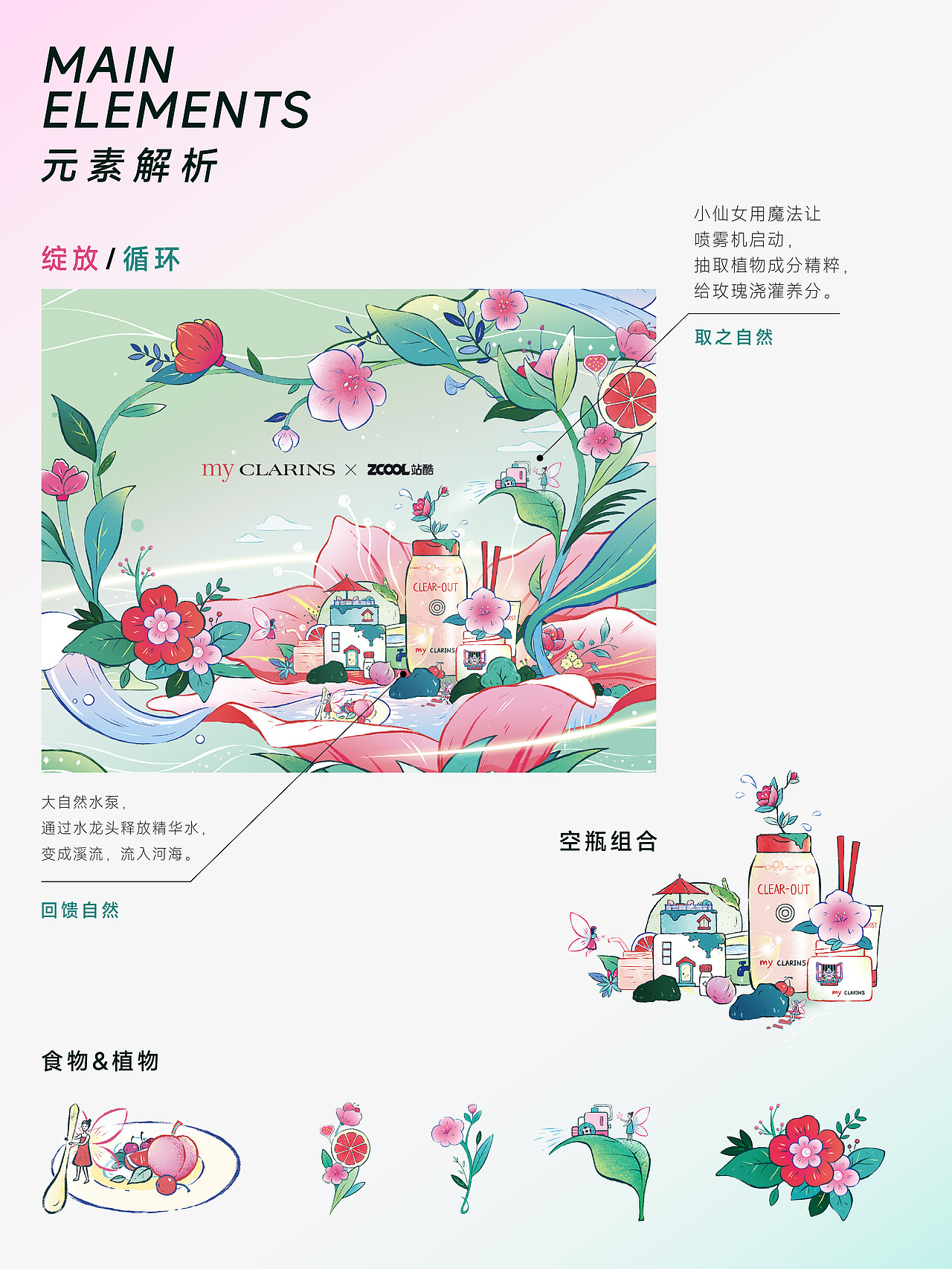 好食肌长绽放 myCLARINS《空中花城SPA》（图ZMzQ3MjEyMjAw） - 海报 - 站酷设计师YANG杨的笔记原创素材 - 站酷ZCOOL