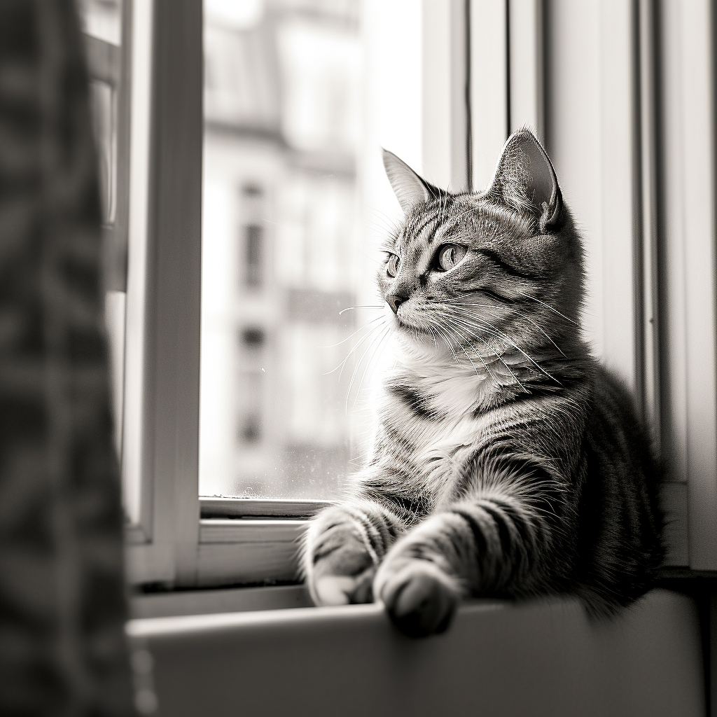 黑白色调下窗前的猫（图ZMzU3OTI3OTcy） - 商业插画 - 站酷设计师荷逸原创素材 - 站酷ZCOOL