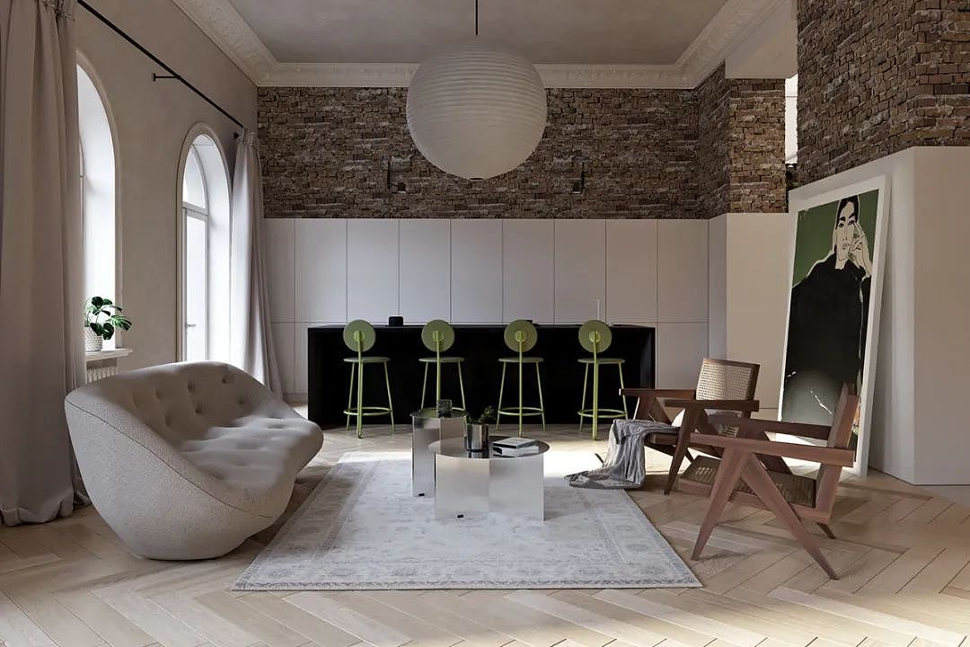 87㎡ 简约公寓,巧用复古元素装出现代感!