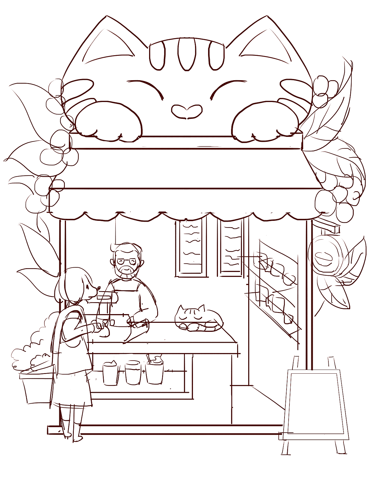 大卫之选咖啡插画