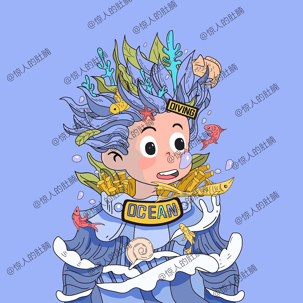 矢量创意头像插画