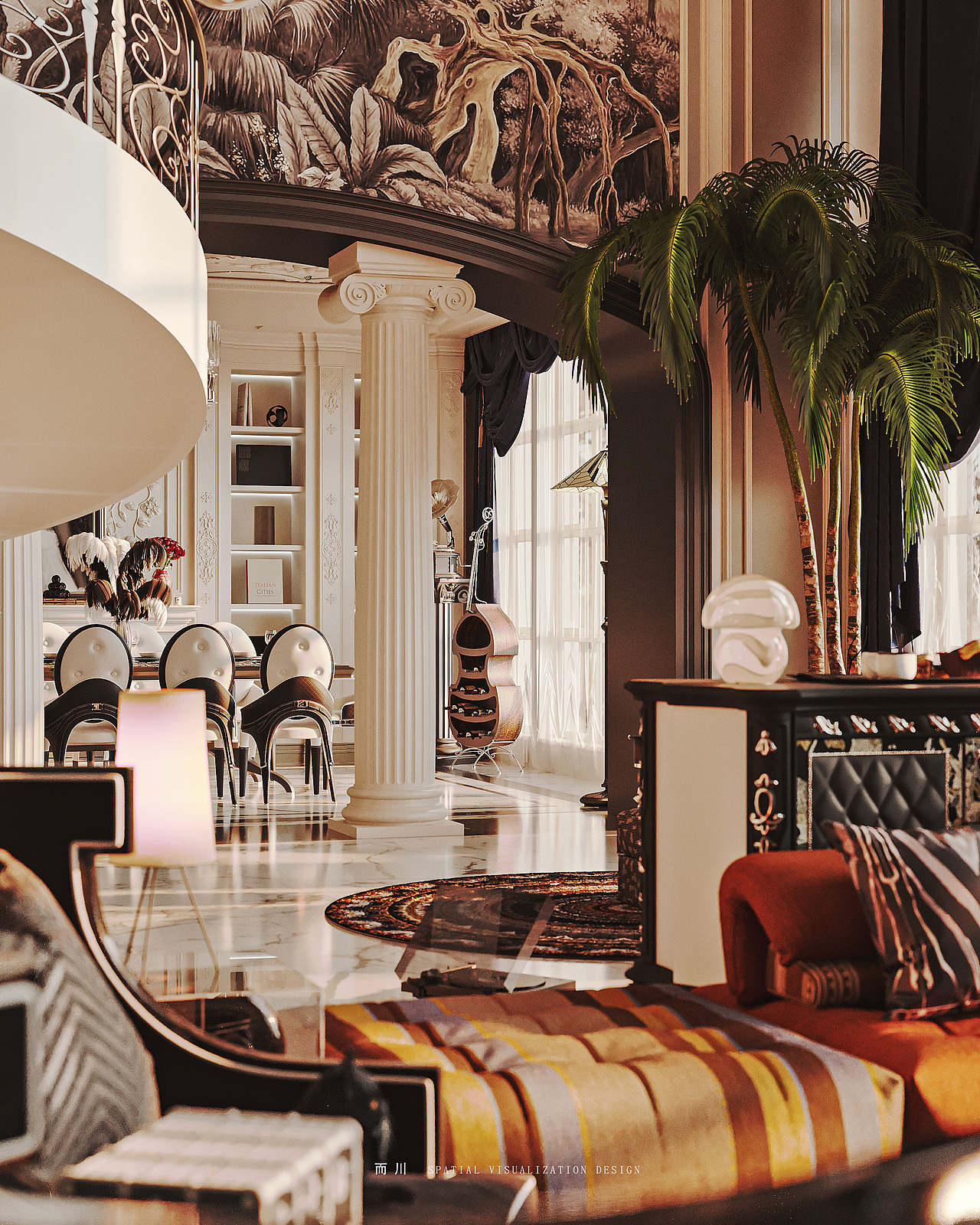 美式别墅丨 而川视觉（图ZMzI2NDIyMzg0） - 商业空间设计 - 站酷设计师而川视觉原创素材 - 站酷ZCOOL