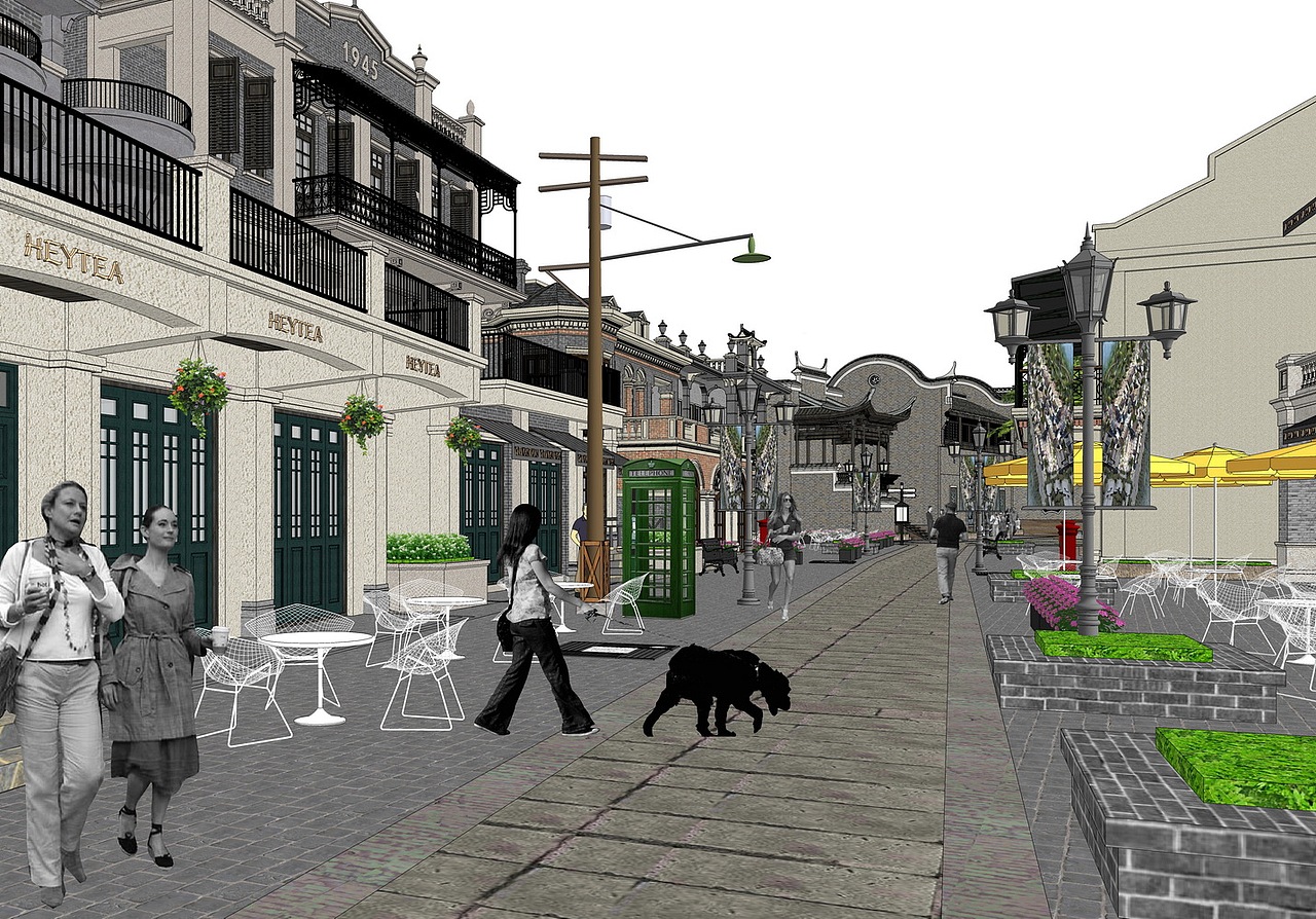 民国风商业街SU模型下载（图ZMzQwMTQyOTM2） - 建筑设计 - 站酷设计师素模网原创素材 - 站酷ZCOOL