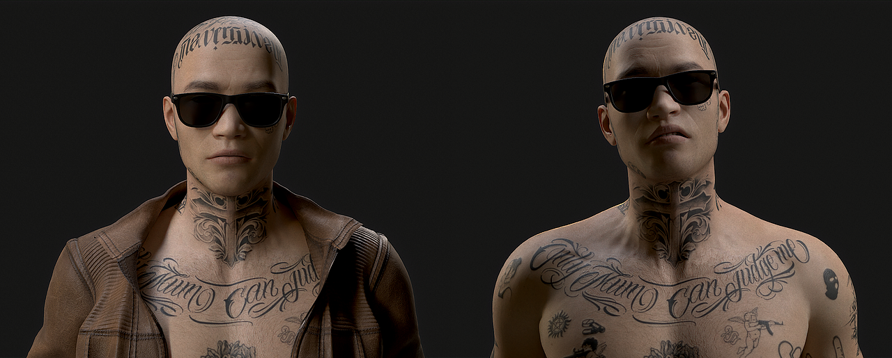 亚洲纹身男性角色