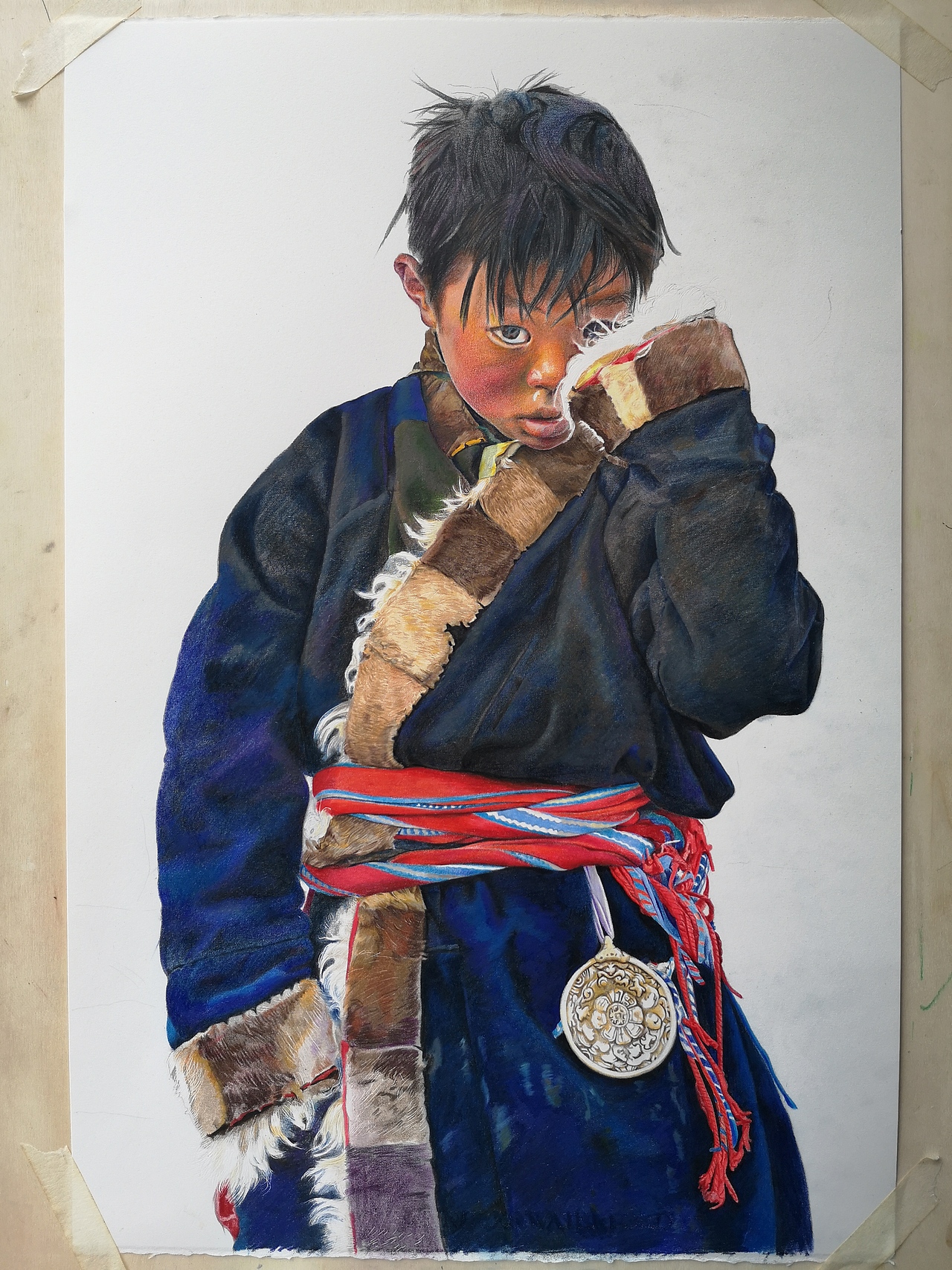 手绘彩铅人物-《西藏男孩》-油性彩铅-男孩-手绘（图ZMzQ3Njk0MTY0） - 绘画 - 站酷设计师ccjj0811原创素材 - 站酷ZCOOL
