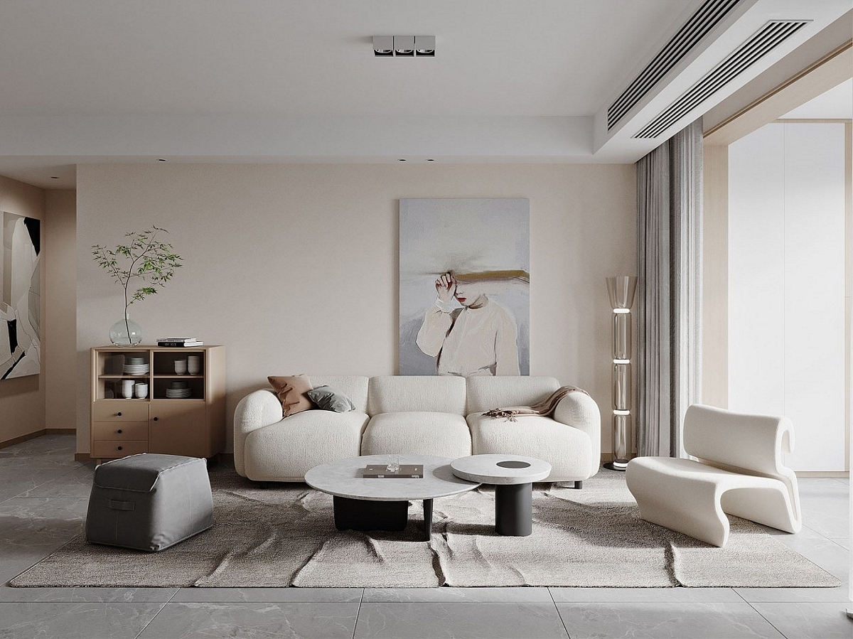 北欧原木风格客餐厅效果图