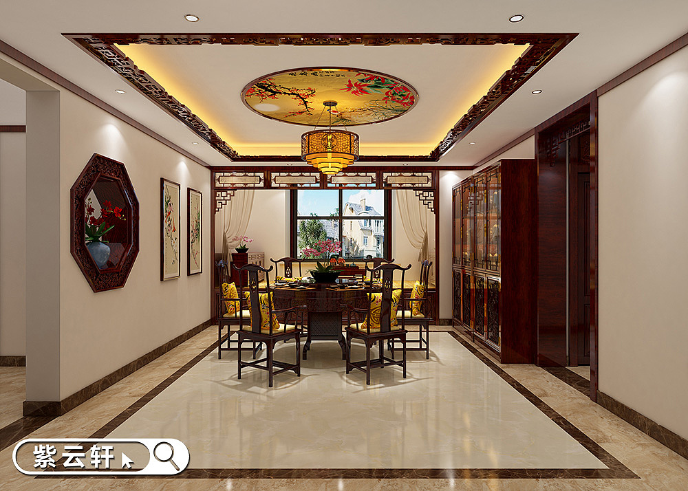 紫云轩别墅餐厅中式装修效果图