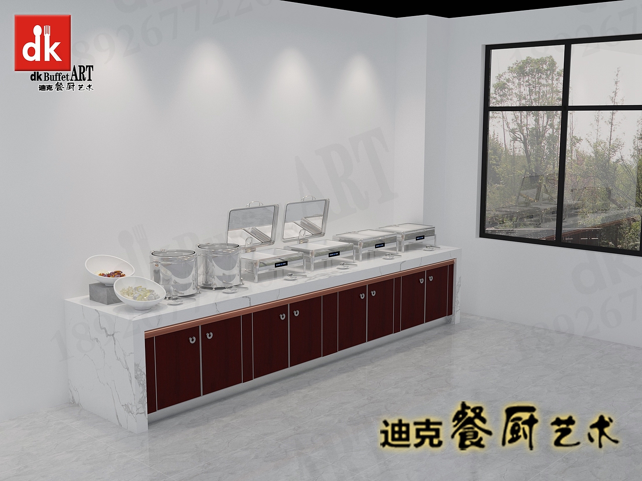 自助餐台 现代简约餐厅 自助餐设备 食物取餐台吧台