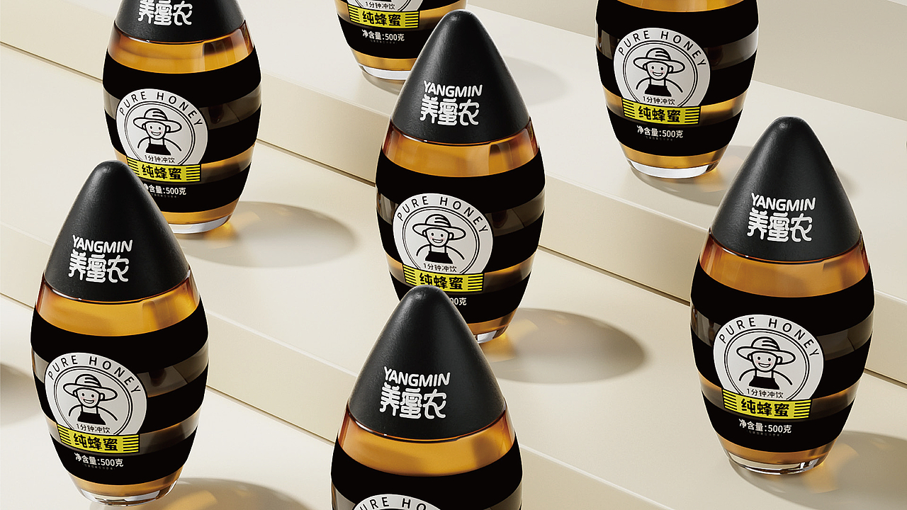 养蜜农-纯蜂蜜包装设计-创意设计-瓶型设计-食品包装