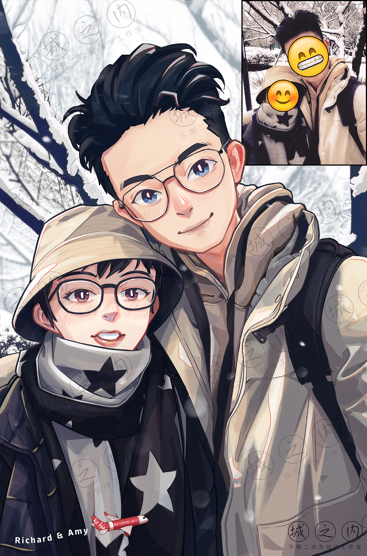 【过程】照片转漫画-雪地案例