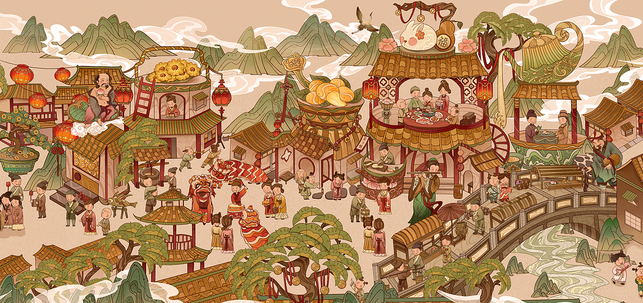 萌神喜迎春|国潮长卷-美味糕点包装