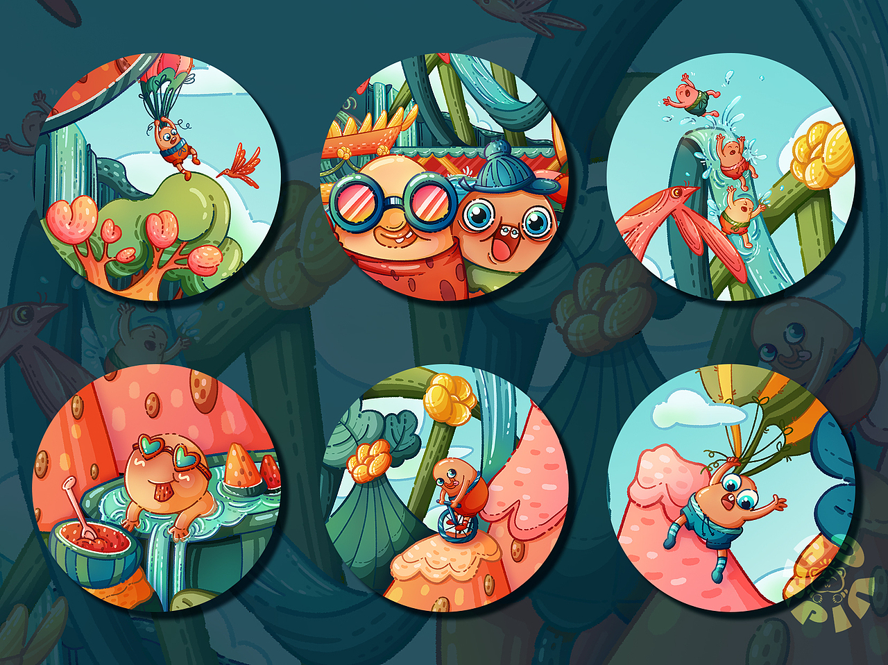 豆子系列之西瓜樂園（圖ZMzQ5NjU5MTY4） - 商業(yè)插畫 - 站酷設計師二瓶漫天原創(chuàng)素材 - 站酷ZCOOL