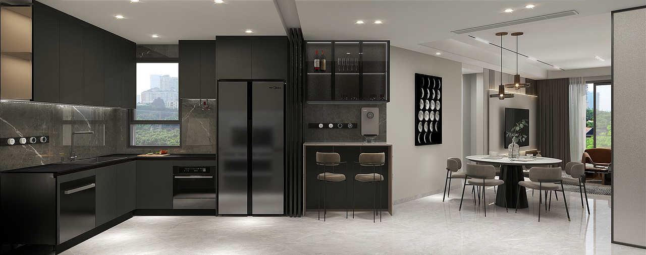 新作 | 90m² 两居室 深色系 现代风格  