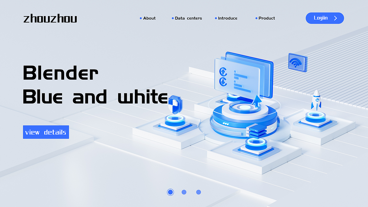 Blender微软毛玻璃材质渲染科技风B端banner案例合集