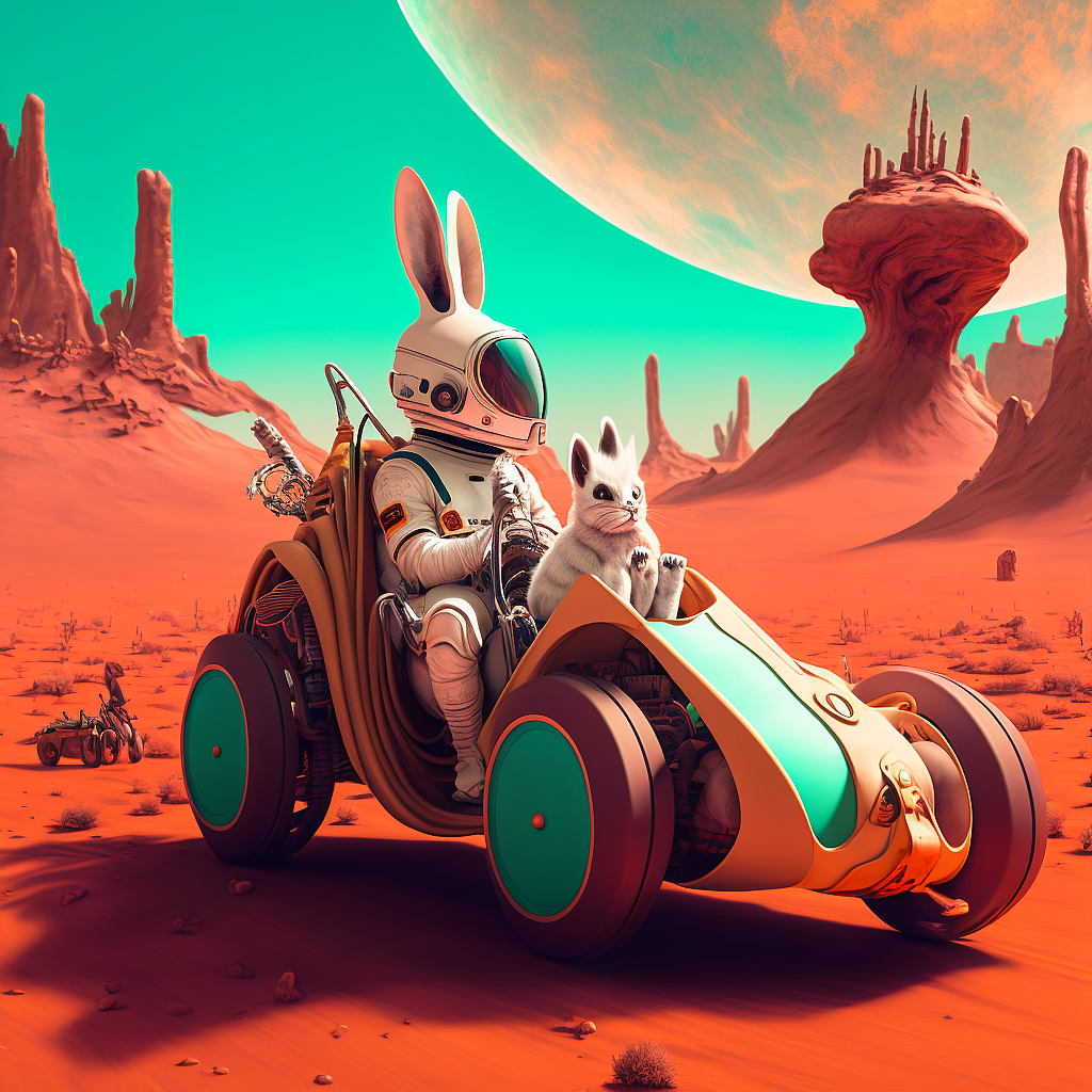宇航员兔子开豪车在火星上（图ZMzI3NDE3MTc2） - AI作品 - 站酷设计师Toolsily原创素材 - 站酷ZCOOL