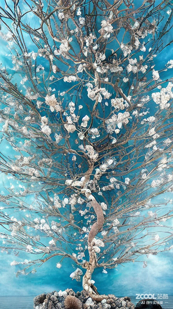 #AI创作实验室#【海底植物静物】【国画X油画】（图ZMzE5OTcxMzI4） - AI作品 - 站酷设计师xingceng2号原创素材 - 站酷ZCOOL