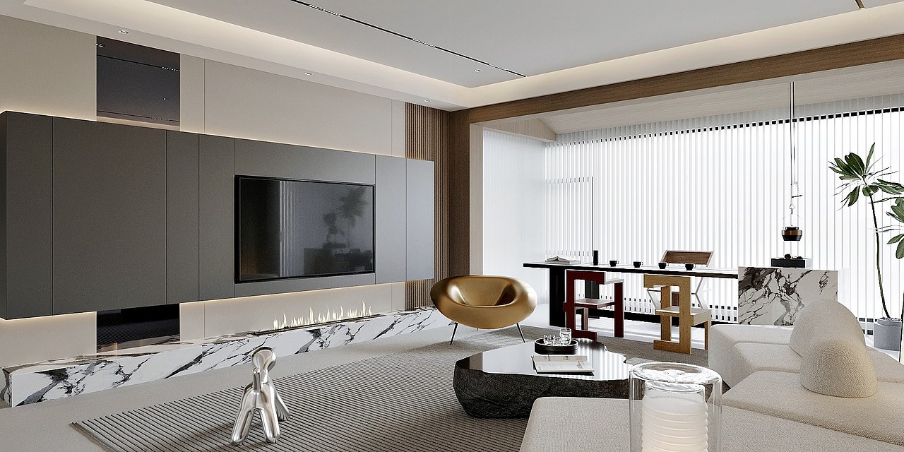 现代简约客餐厅效果图表现