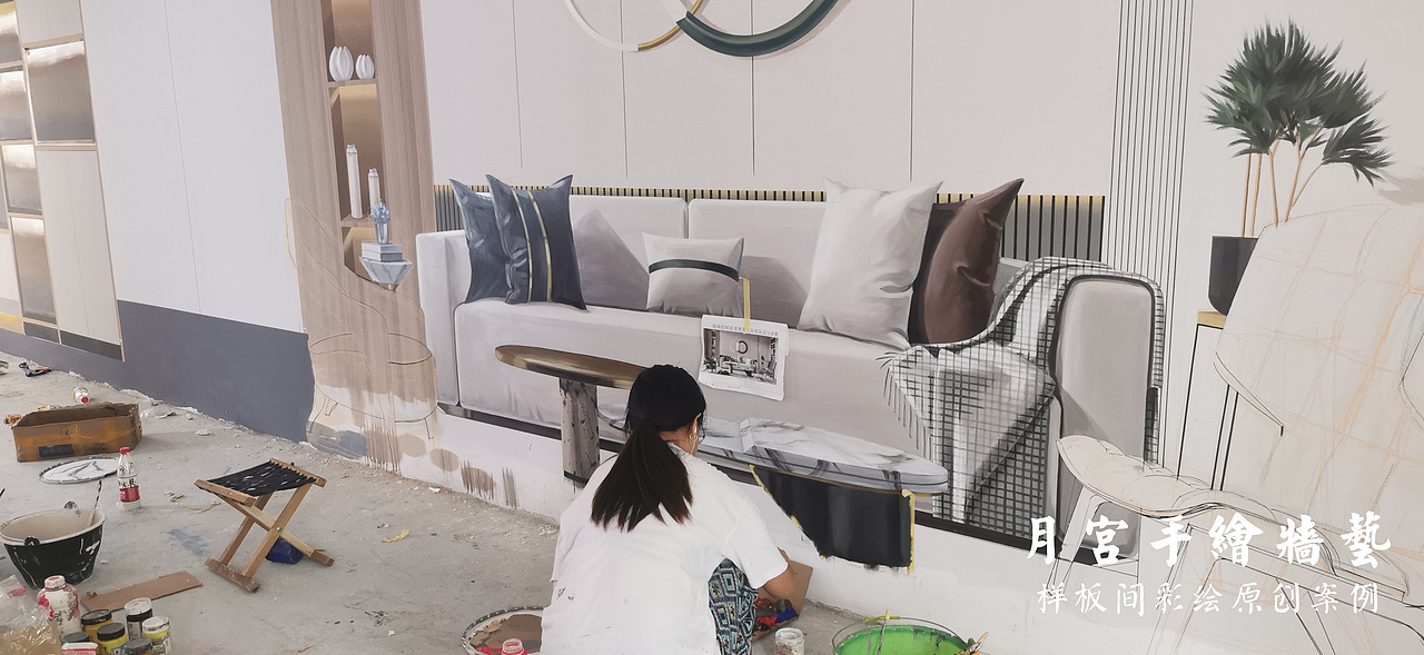 样板间彩绘 轻奢风样板间彩绘 清水样板间 3D样板间彩绘