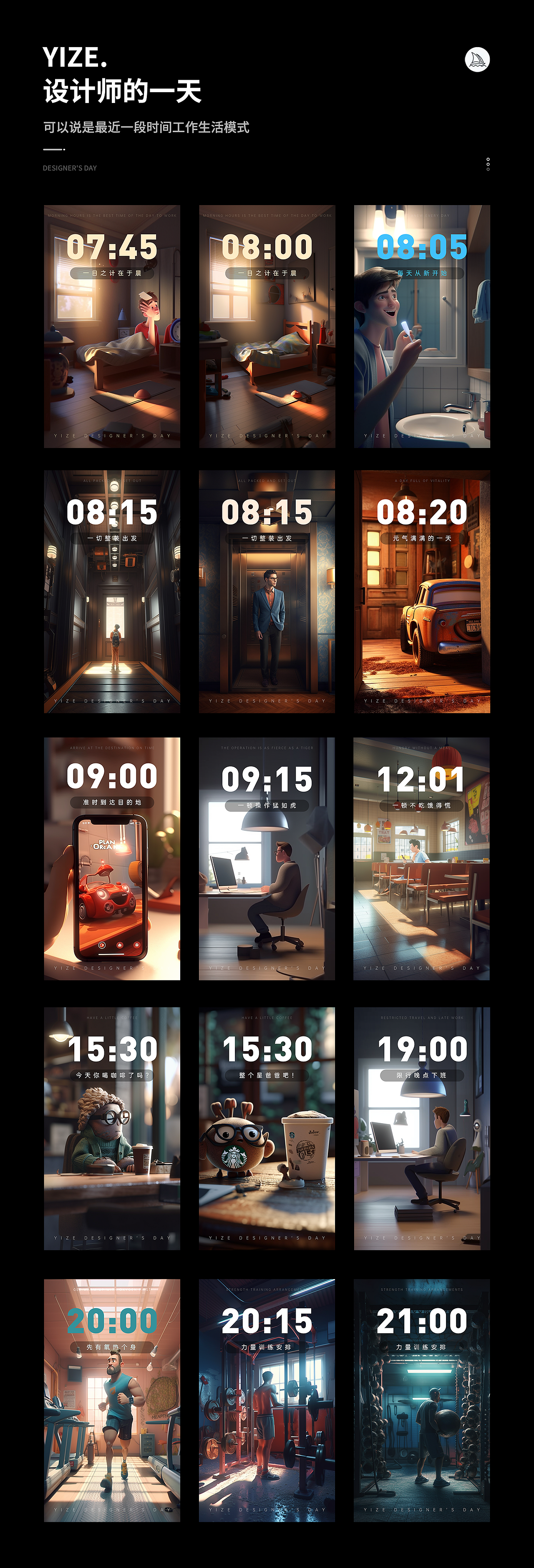 《 设计师的一天 》Midjourney（图ZMzM1MzM0MDQ4） - 海报 - 站酷设计师Calvin丶原创素材 - 站酷ZCOOL